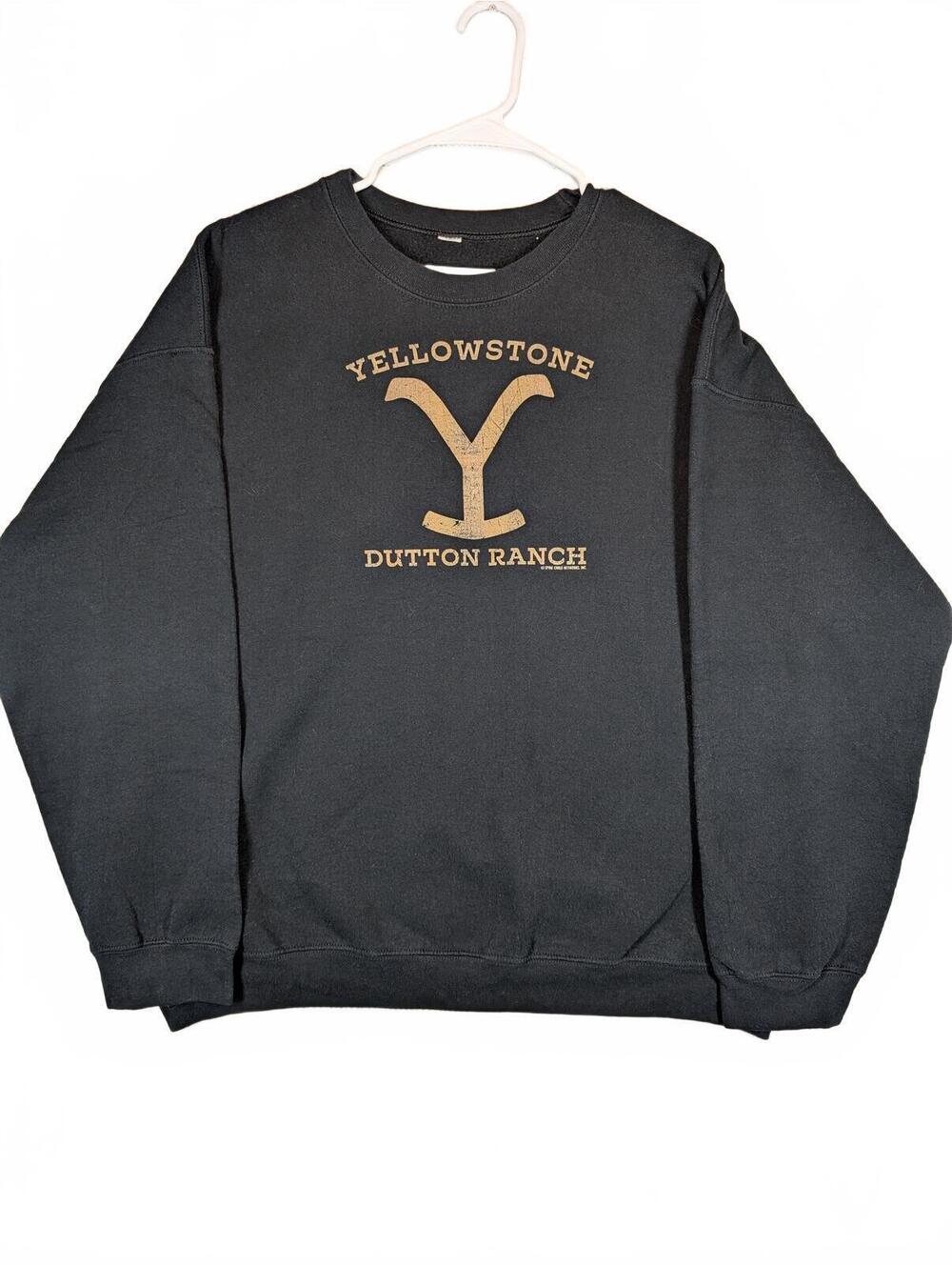 Yellowstone Dutton Ranch Graphic Logo Crewneck Sweatshirt TV Mens XL Black